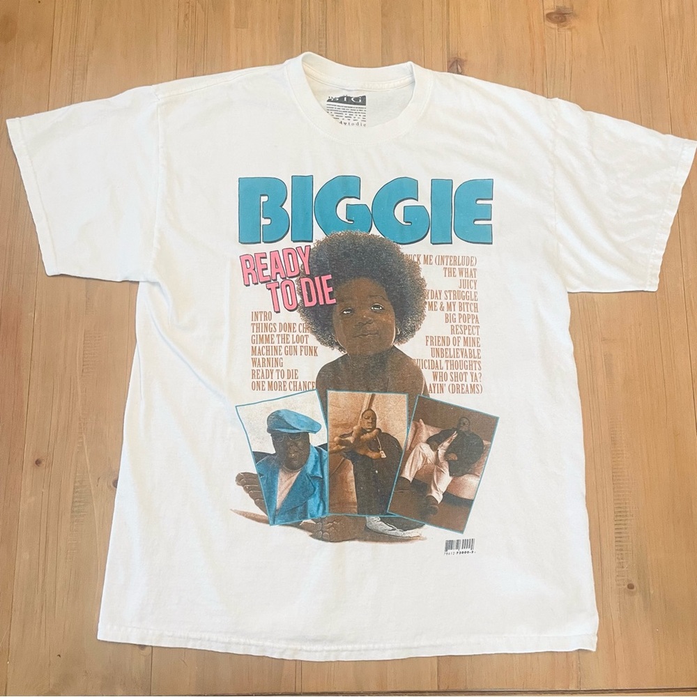 The Notorious B.I.G Biggie Graphic T-Shirt Men’s Medium White Ready to Die